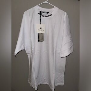 Palm Angels Tshirt White with Black Rear & Collar Logo